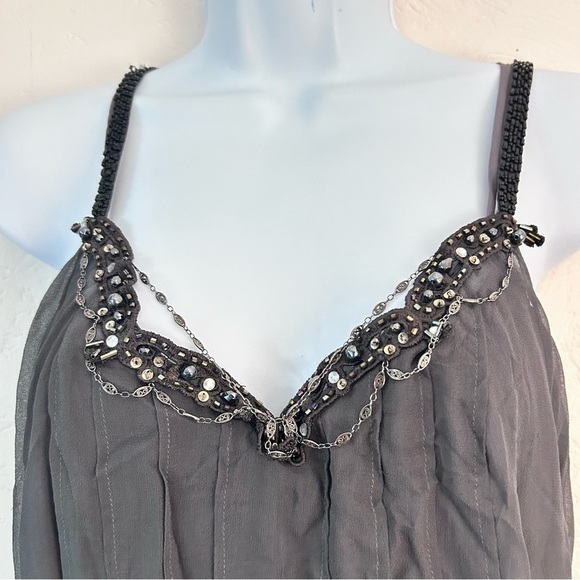 Y2K Silk Midi Beaded Sheath Slip Dress Fairy Grunge SZ 6 NWT Muse Boston Proper - Picture 5 of 11